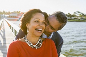 Affectionate senior African American couple