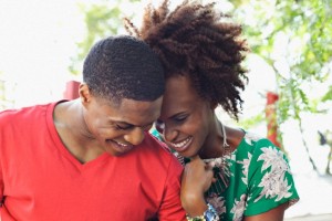 Young couple laughing