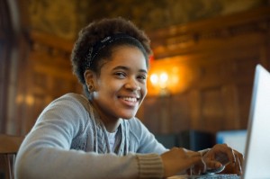 Young woman using laptop