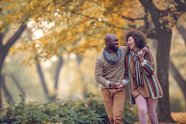 Black Couple Walking On Date.